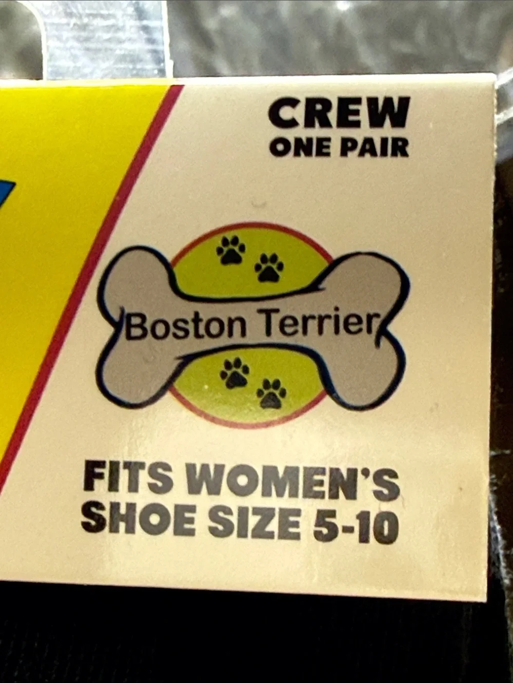 Boston Terrier Crew Socks - Black & Gray Women's size 5-10   NWT